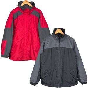 Columbia Winter Jacket Womens 3 in 1 Core Interchange Large Gray Red Ski Outdoor